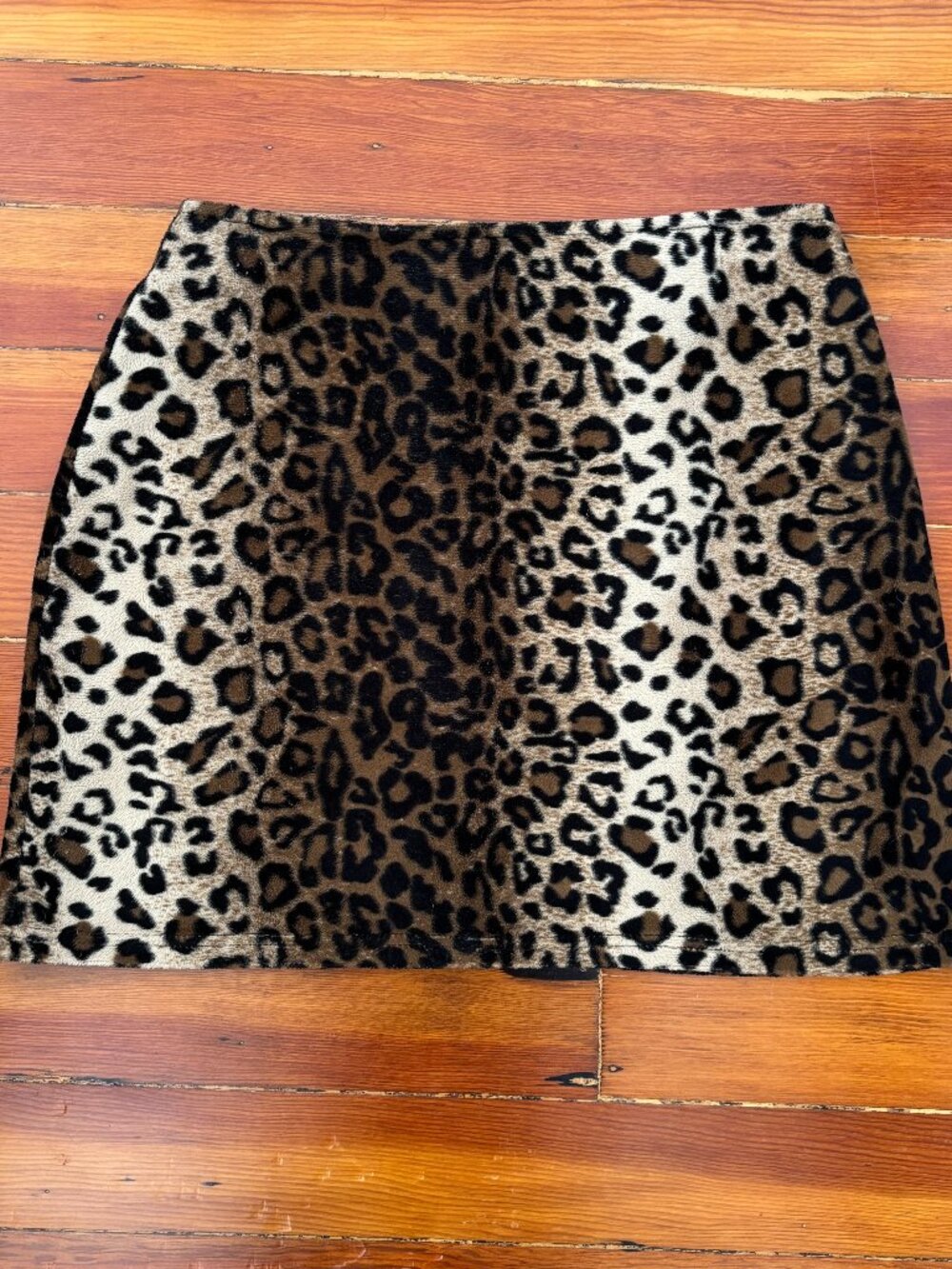 Y2K Vintage Faux Fur Leopard Print Mini Skirt No Boundaries LARGE